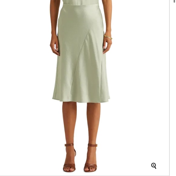 LAUREN RALPH LAUREN HERIKAN SATIN MIDI SKIRT. - Picture 3 of 14